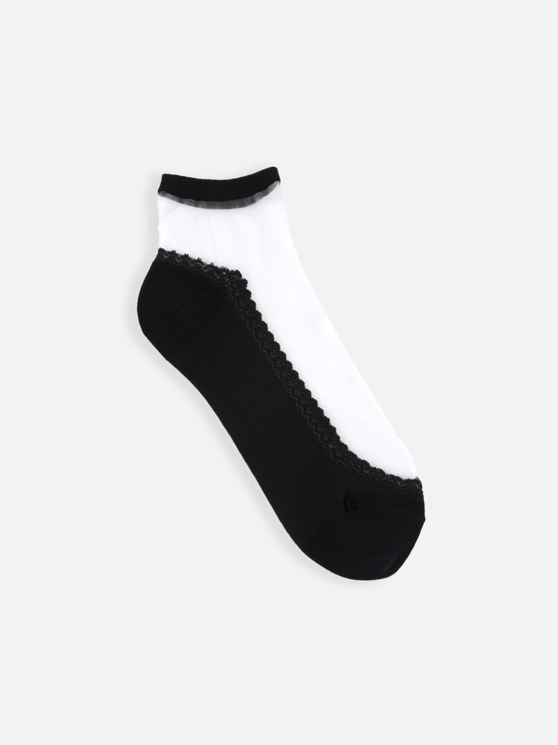 Front Tulle Ballerina Ankle Socks L