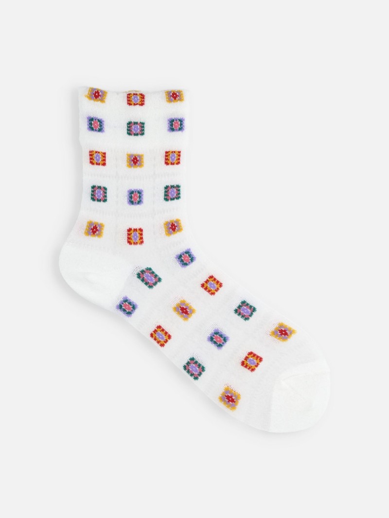 Socquette motif maille matelassée