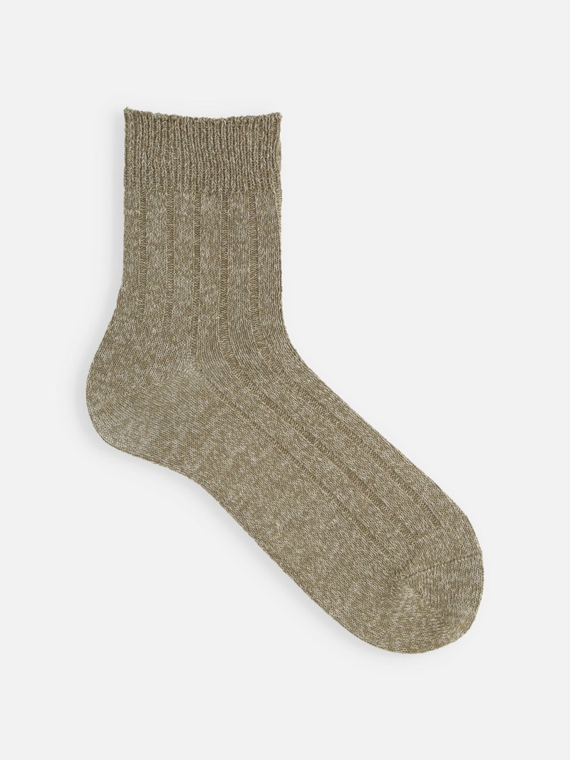 Heathered Rib Short Socks aus Baumwolle/Leinen M