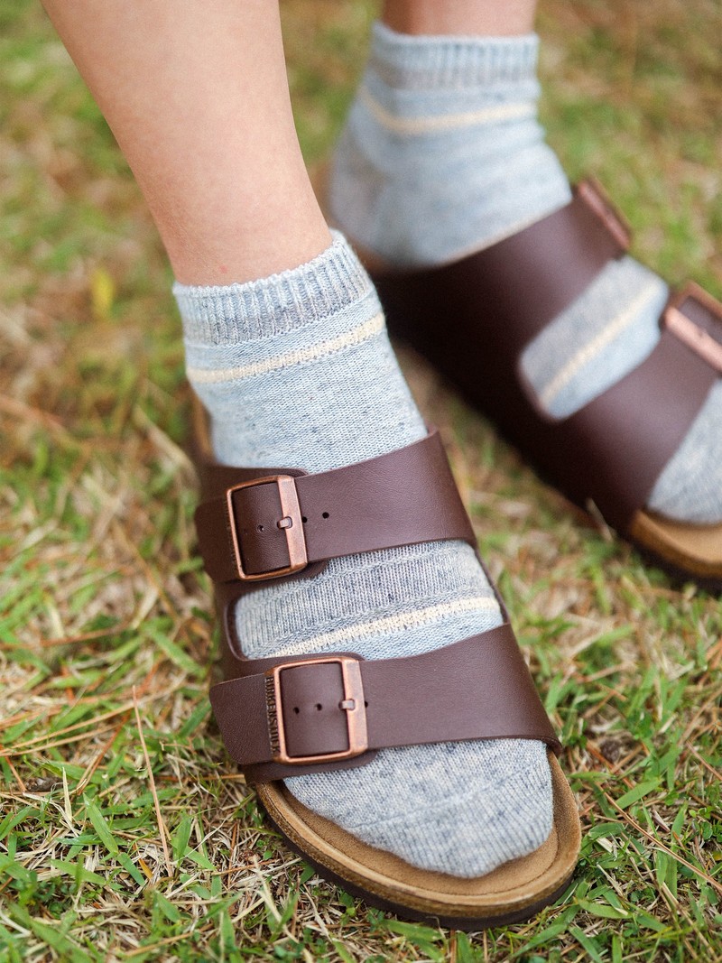 Lässige Sneaker-Socken aus Baumwolle/Leinen mit Streifen