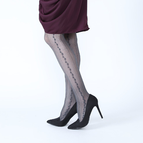 Collant Vintage à Rayures Avec Chaîne Torsadée – Coton Extensible, Effet Amincissant – Taille Unique Jusqu’à 70 Kg