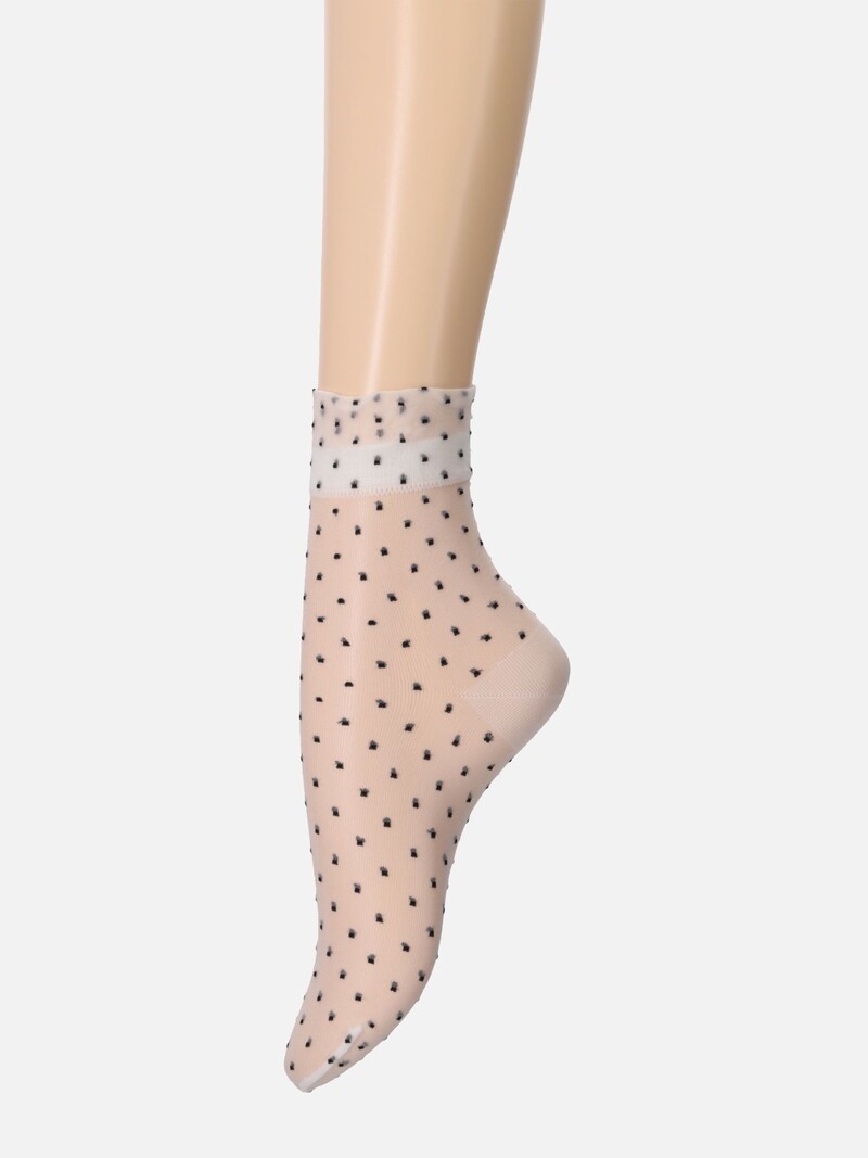 Calza sottile trasparente a pois M