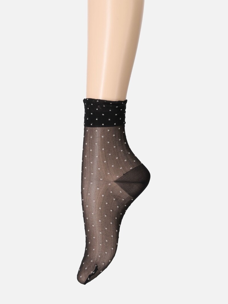 Calza sottile trasparente a pois M