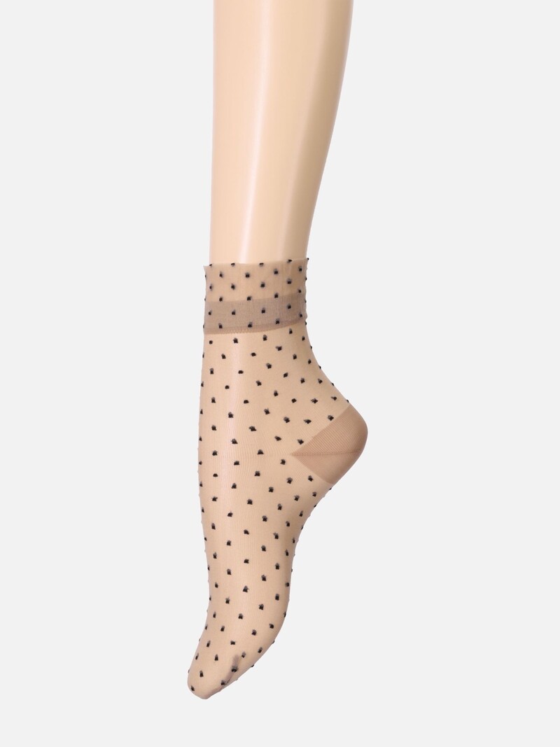 Sheer Fine Dots Low Crew Socks L