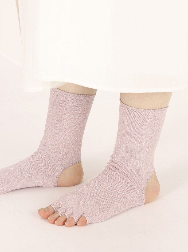 Mi-chaussette 5 orteils ouverts en soie