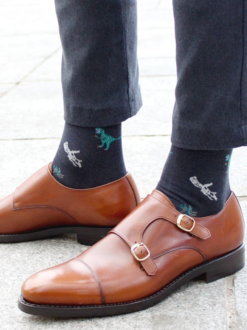 Dinosaur Pattern Crew Socks L