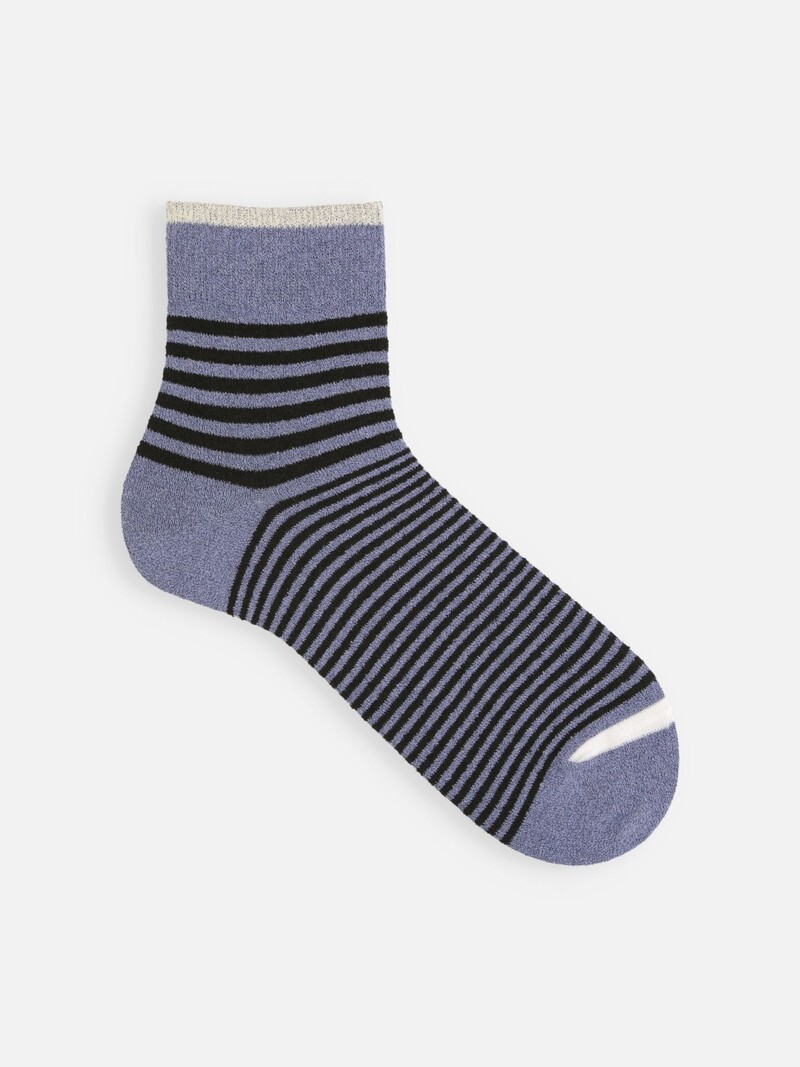 Boucle Yarn Marine Stripe Short Socks M