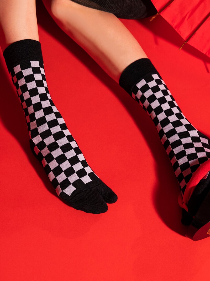 Kozue Collab Check Tabi Crew Socks M