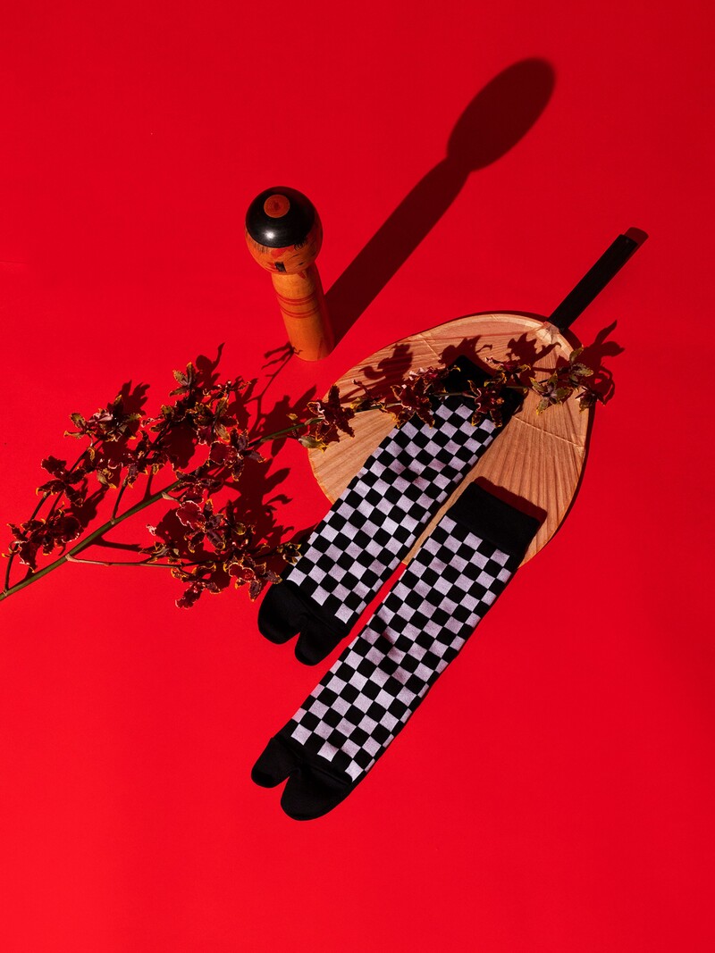 Kozue Collab Check Tabi Crew Socks M