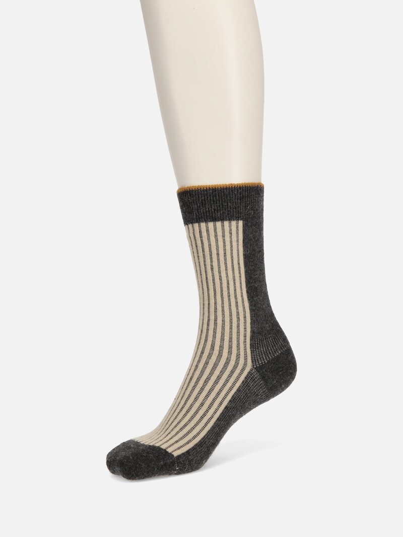 Merino Bicolore Rib Linking Crew Socken S