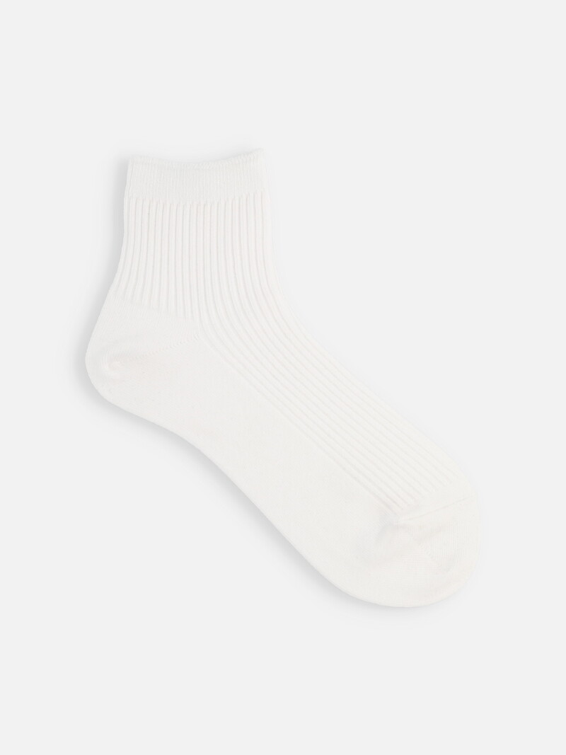 Classic 2x2 Ribbed Plain Ankle Socks L