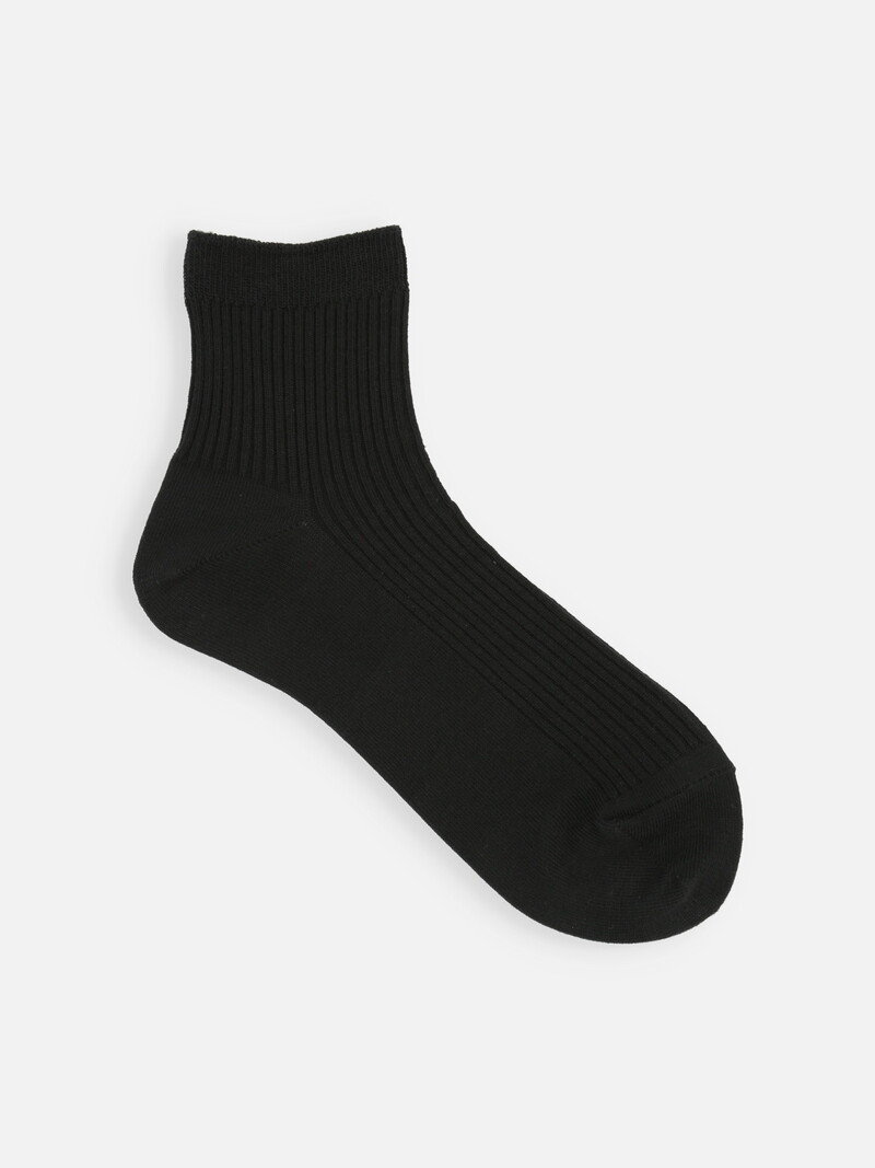 Classic 2x2 Ribbed Plain Ankle Socks L