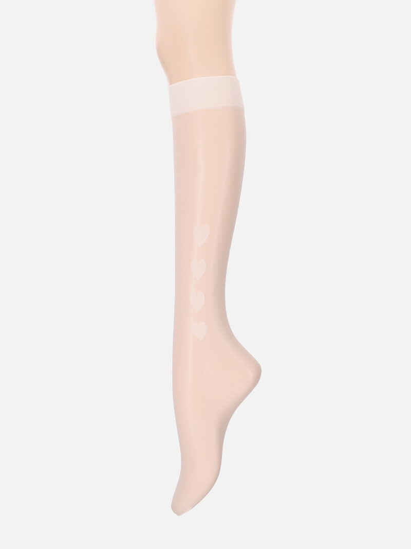 Hearts Line Pop Knee High Socks 20D