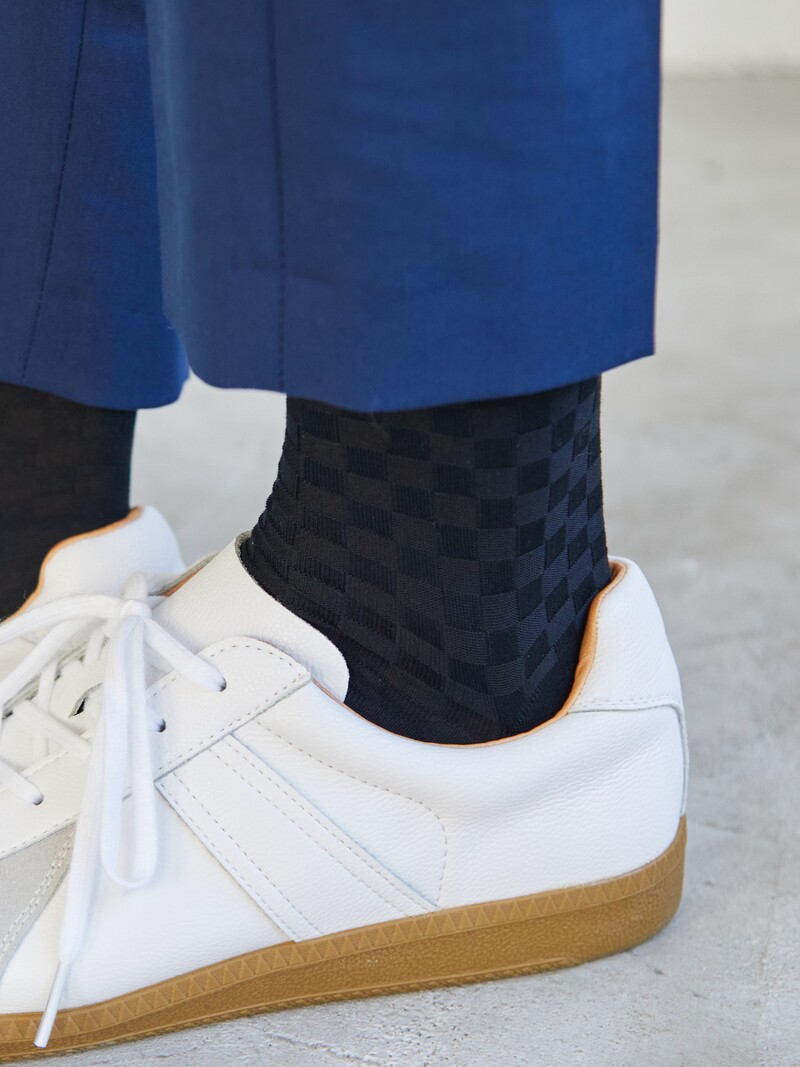 Damier Pattern Mid-Calf Socks M