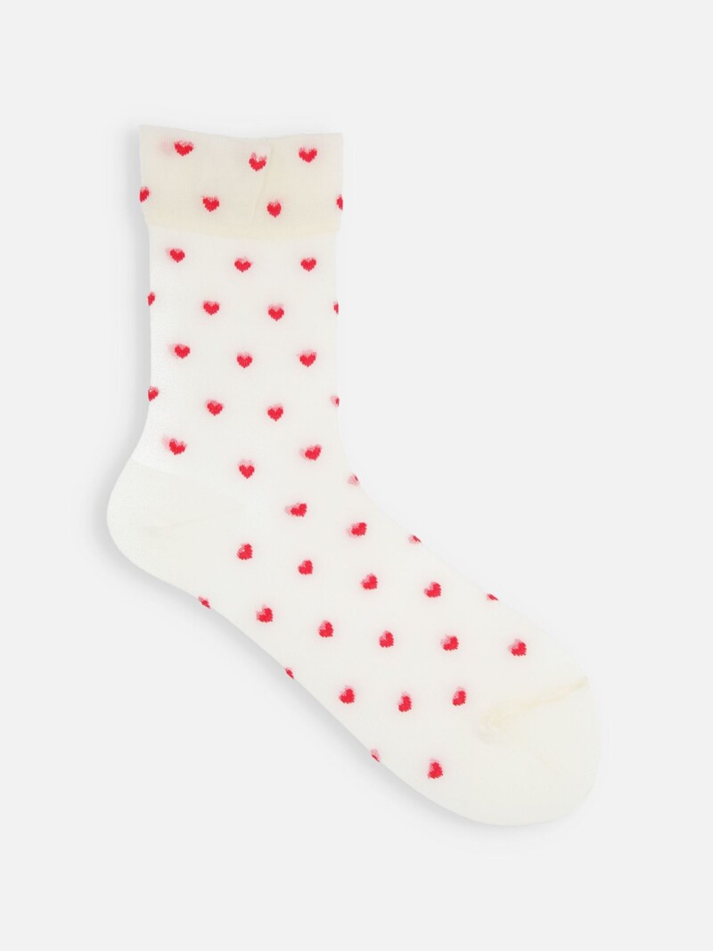 Sheer Heart Low Crew Socks S