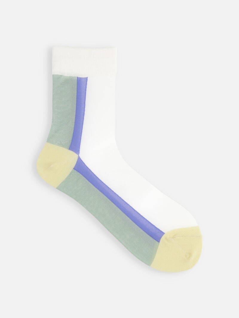 Sheer Panel Low Crew Socks