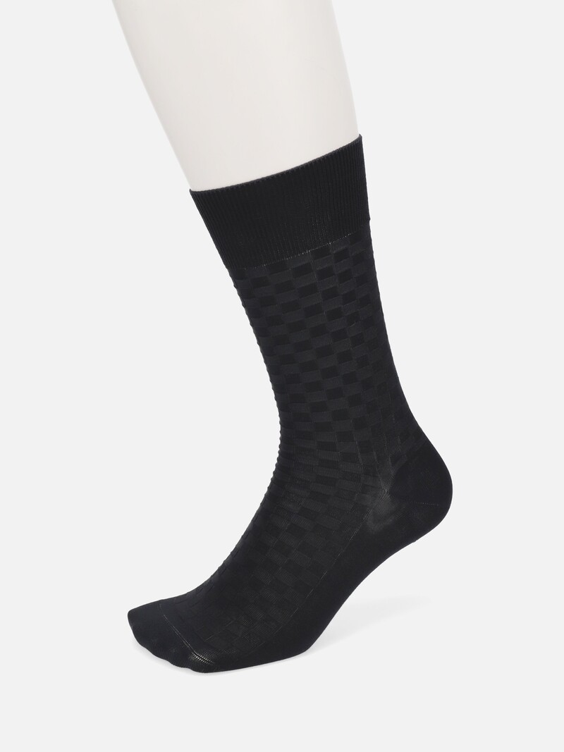 Damier Pattern Mid-Calf Socks L