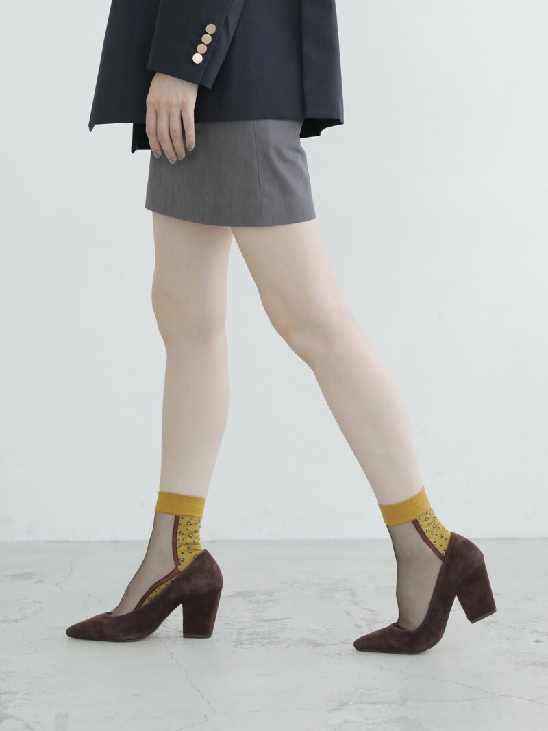 Wool Mix Sheer & Leopard Low Crew Socks