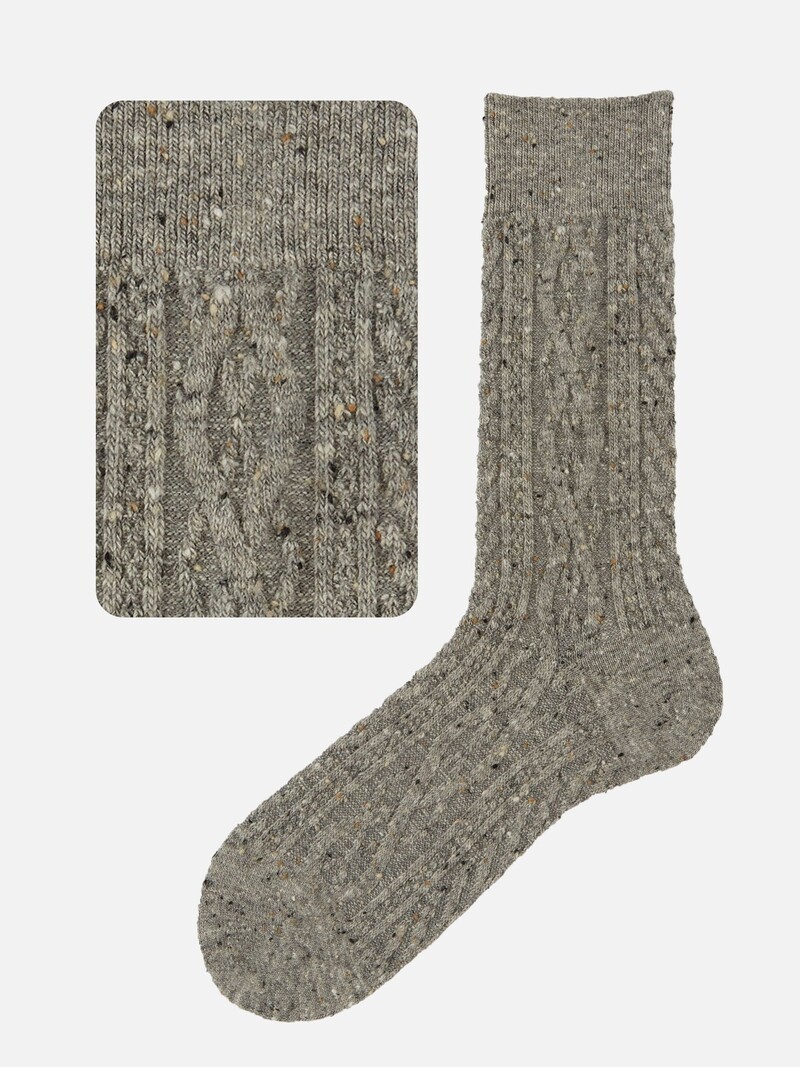Cable Knit Flecked Socks M