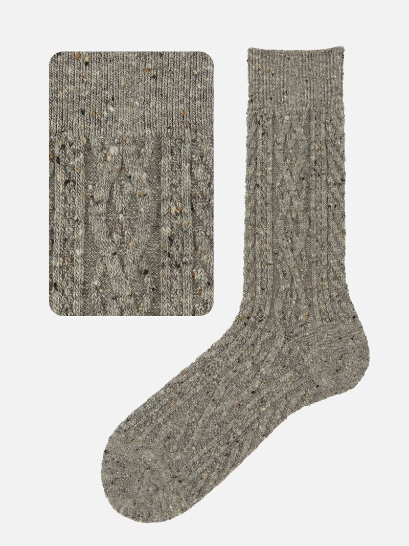 Gefleckte Socken mit Zopfmuster L