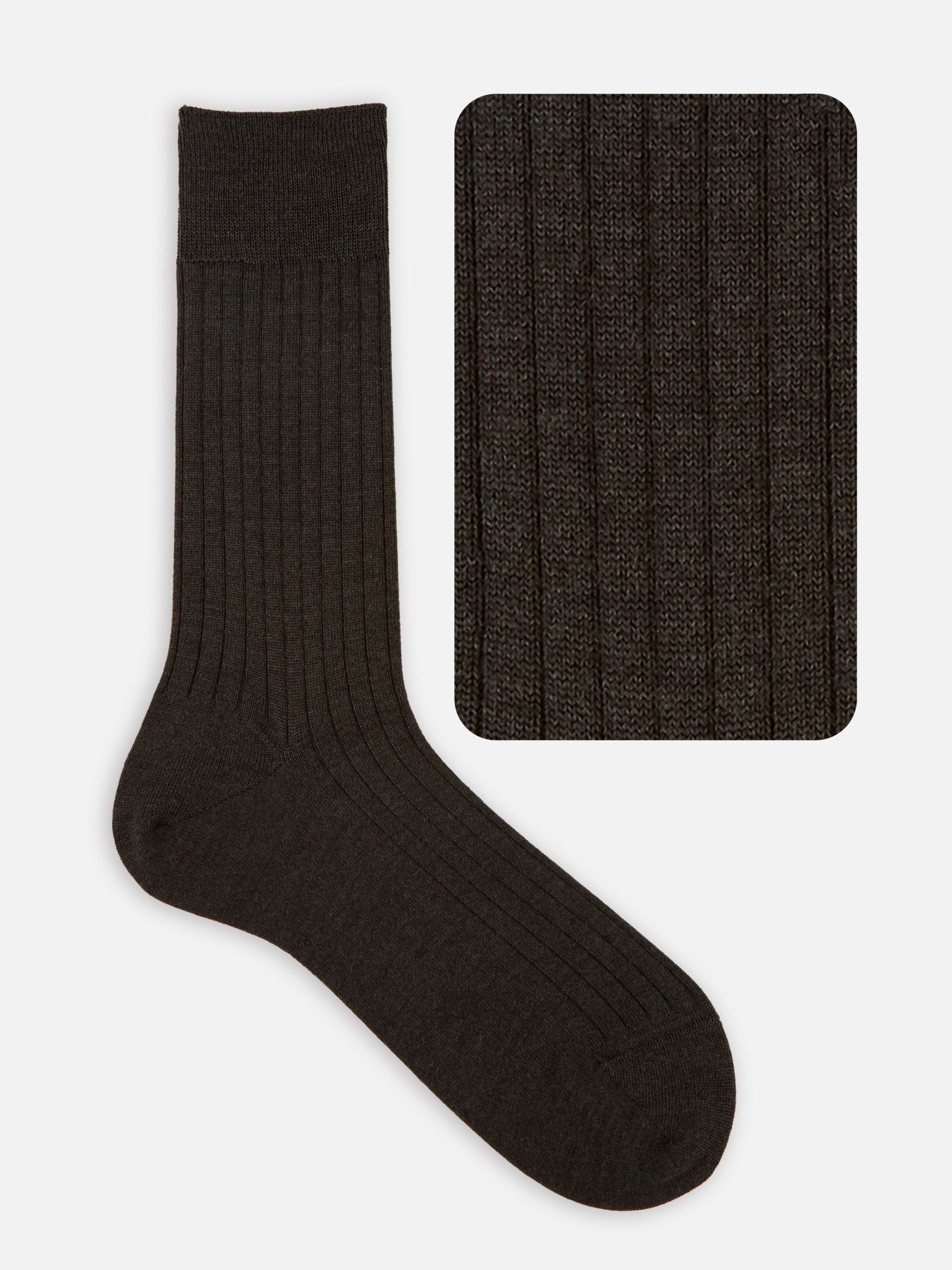 Merino Wool Ribbed Mid-Calf Socks L