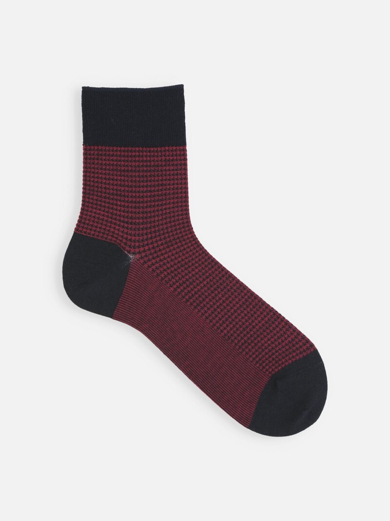 Merino Wool Houndstooth Short Socks