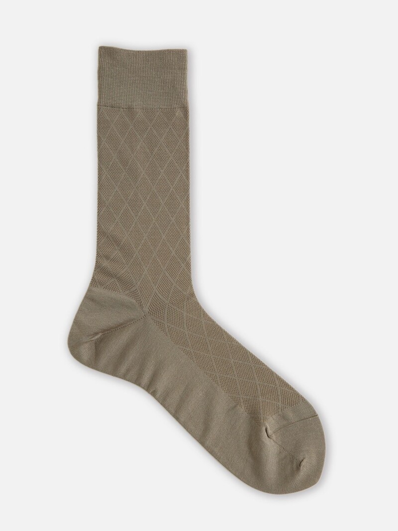 Cotton/Linen Mesh Diamond Mid-Calf Socks
