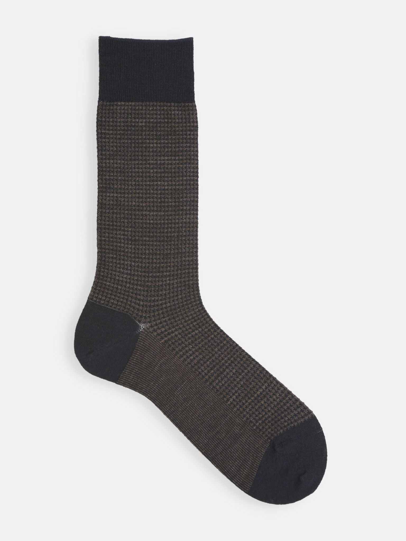 Merino Wool Houndstooth Mid-Calf Socks L