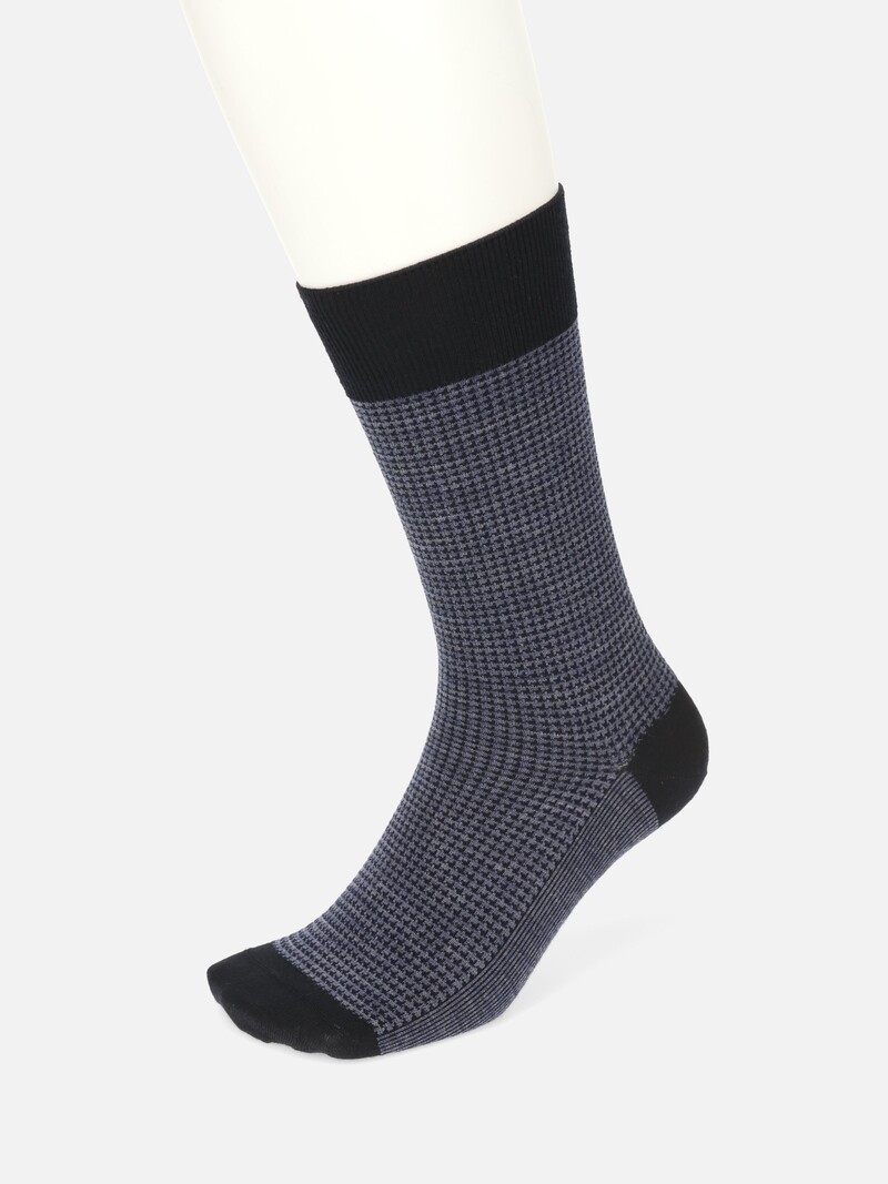 Mittelhohe Socken aus Merinowolle mit Hahnentrittmuster M