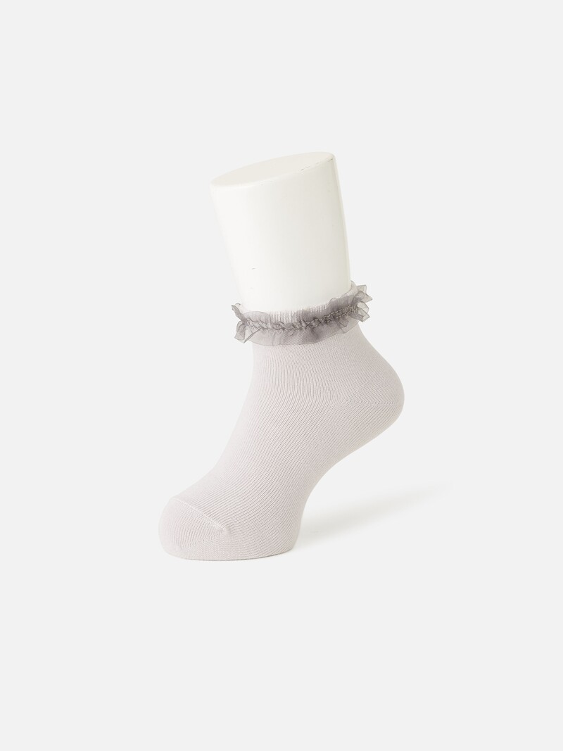 Kids Organza Lace Top Ankle Socks 19-21cm