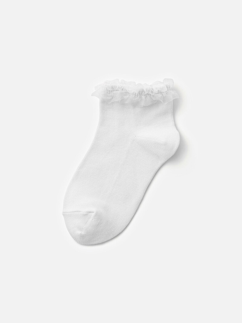 Kids Organza Lace Top Ankle Socks 16-18cm