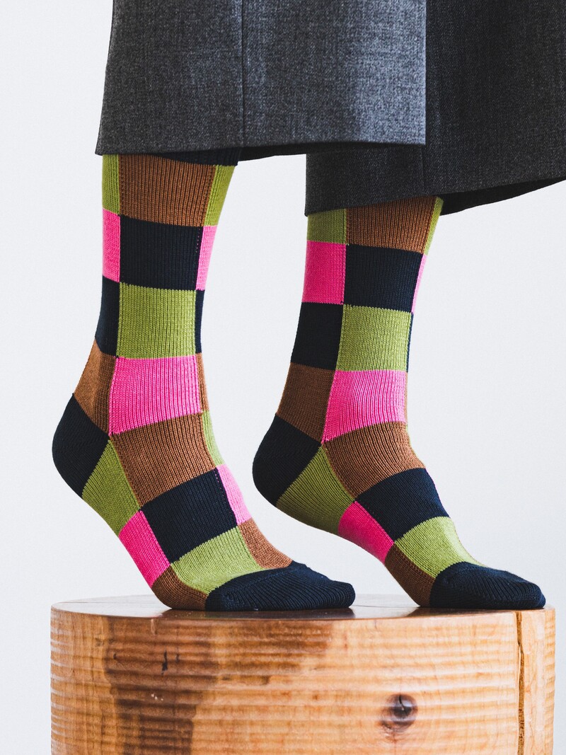 Contrast Patchwork Mid-Calf Socks