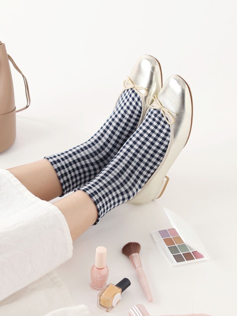 Niedrige Crew-Socken mit Gingham-Karomuster