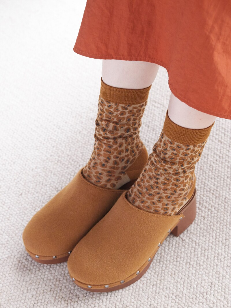 Crew-Socken aus Wolle mit Leopardenmuster