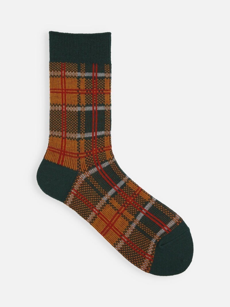 Mi-chaussette laine jacquard carreaux Tartan