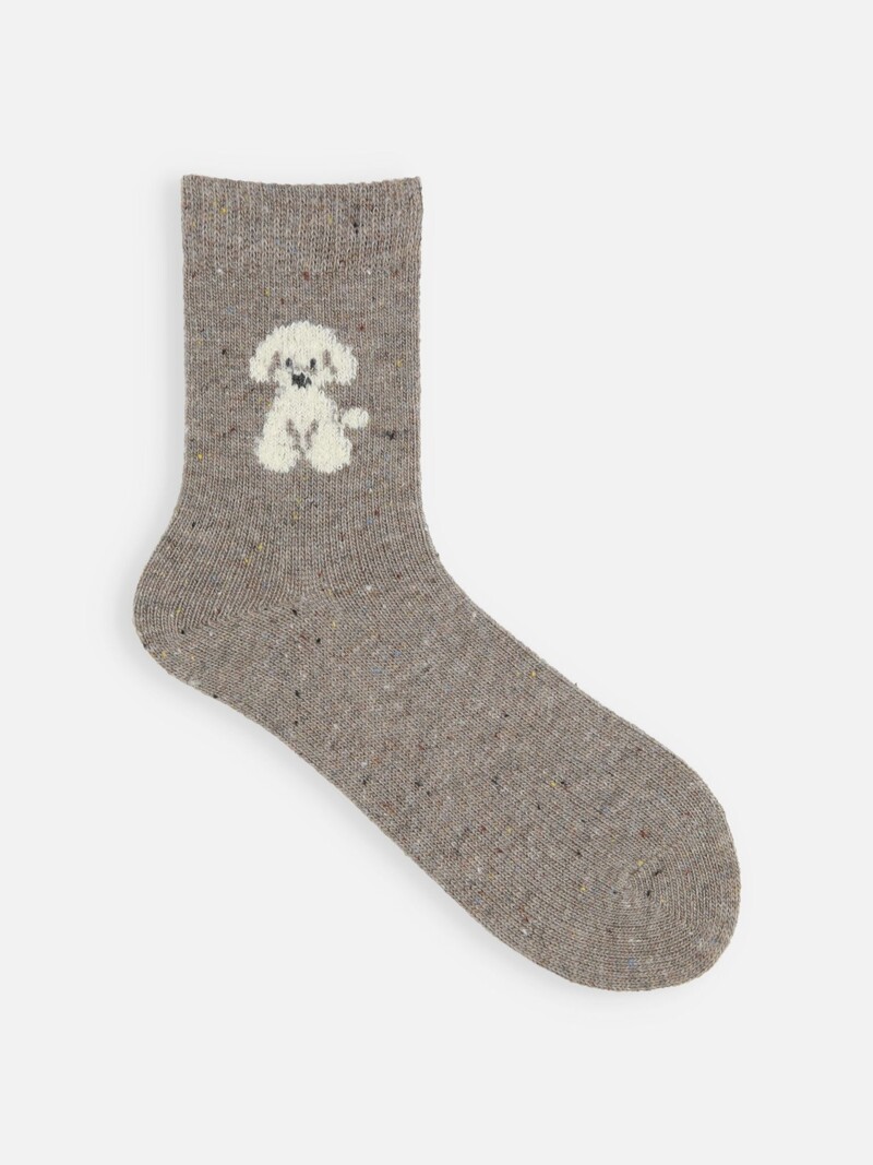 Niedrige Crew-Socken aus Wolle mit Hund und Katze