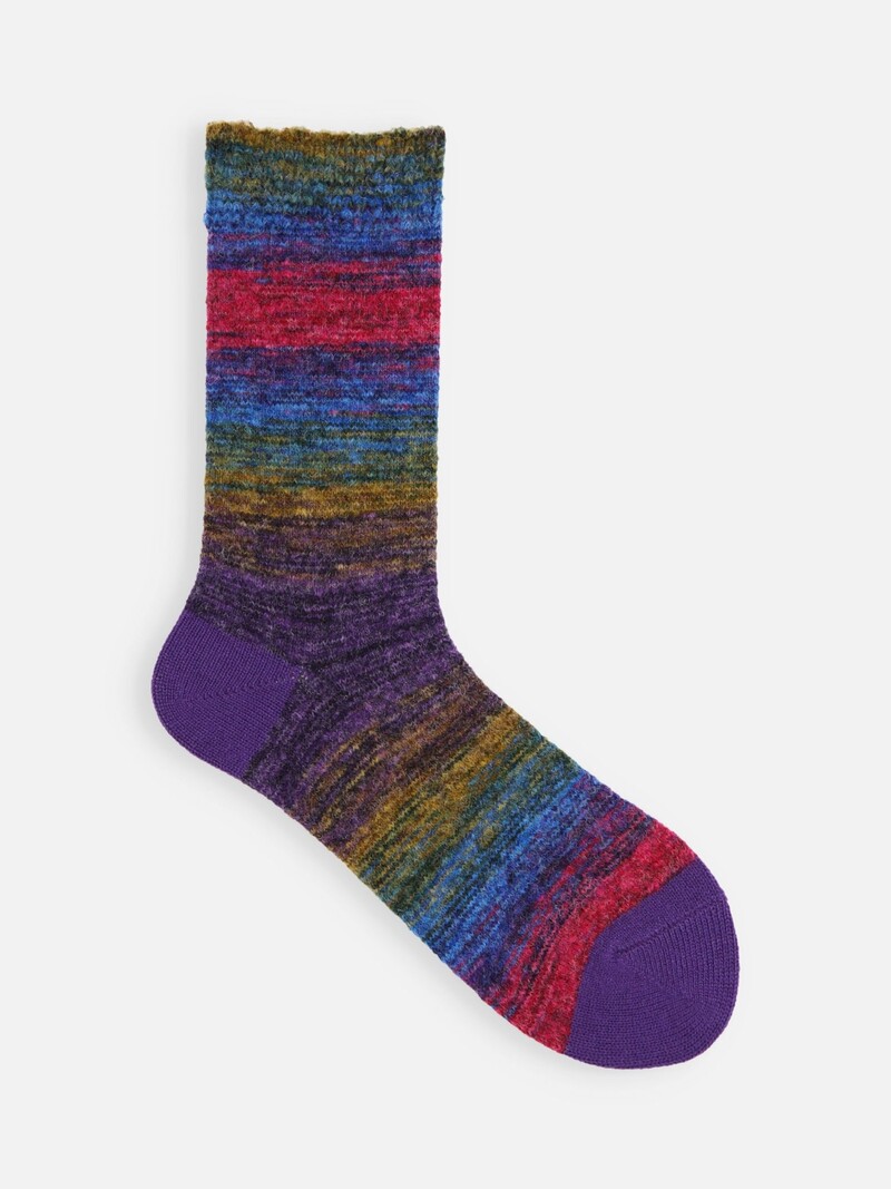 Crew-Socken aus Merinowolle mit Farbverlaufsstreifen