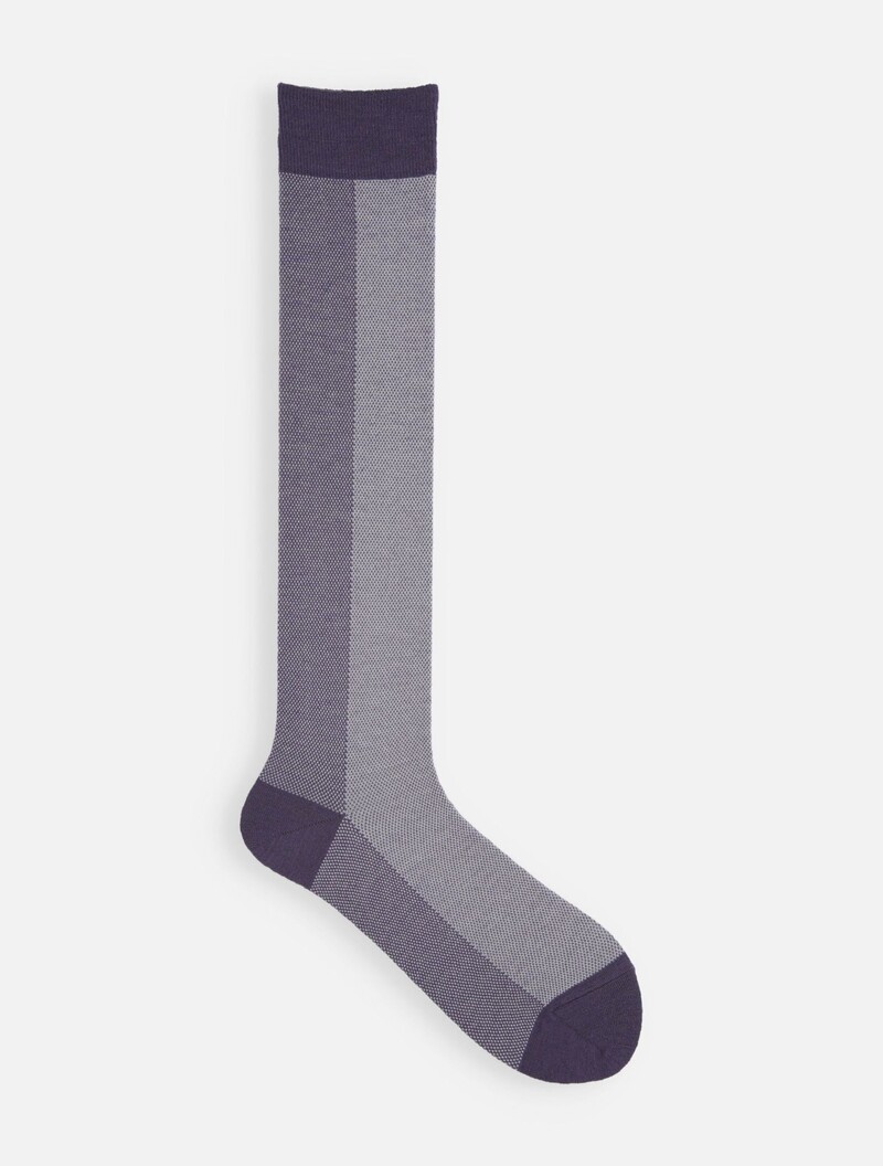 Hohe Socken aus zweifarbiger Tweed-Wolle/Baumwolle