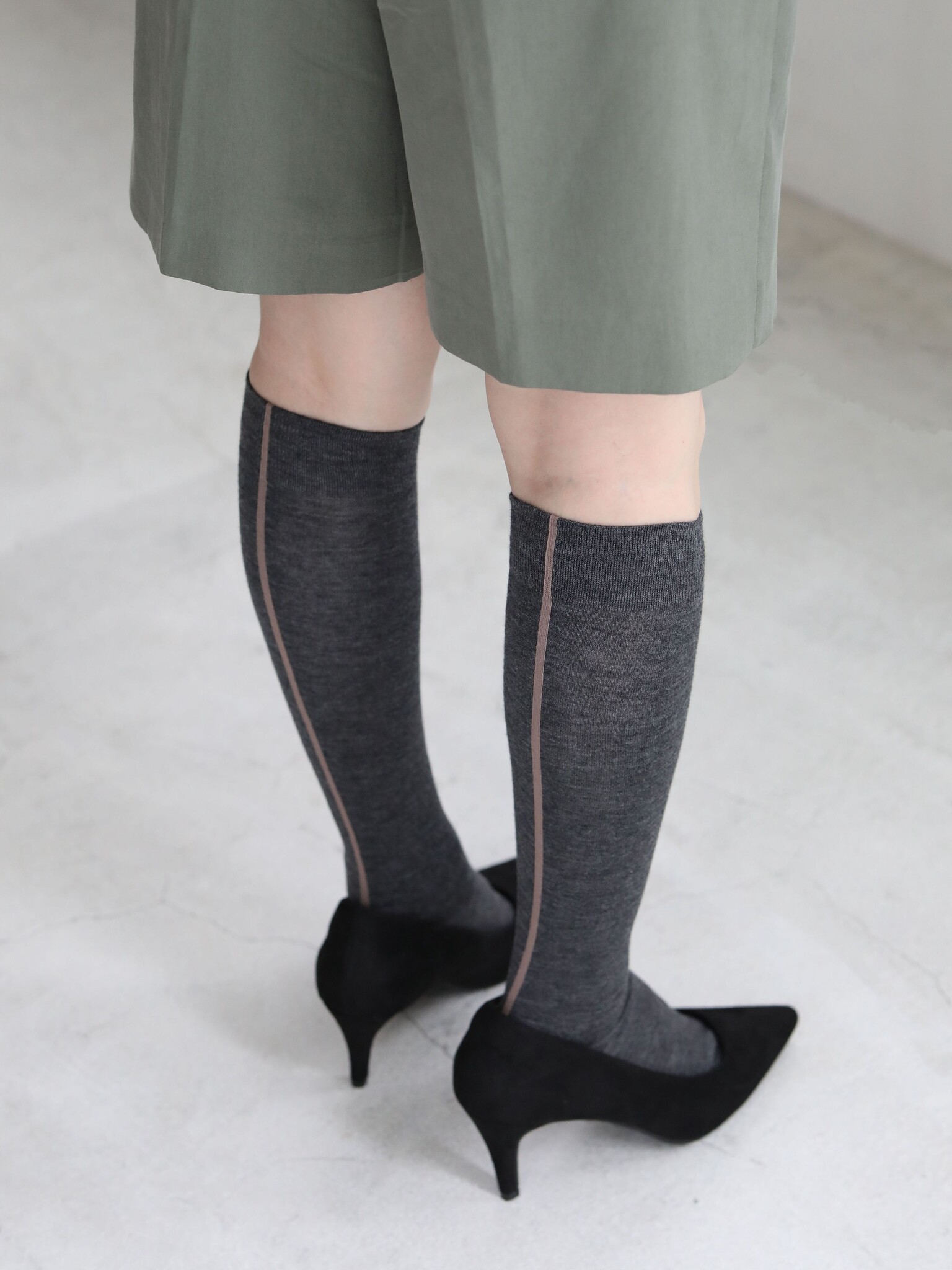 Kniestrümpfe aus Merinowolle mit Rücknaht