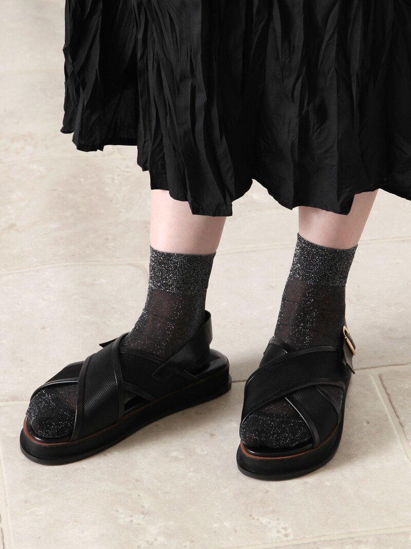 Sheer Lamé Ankle Socks