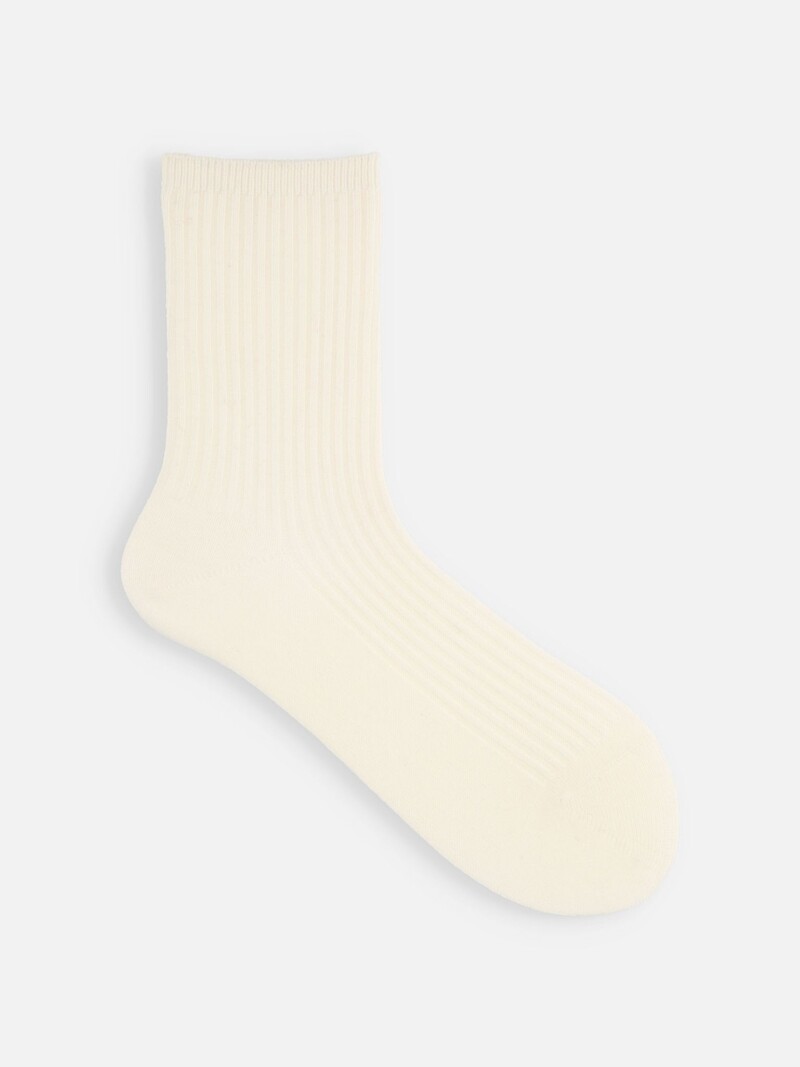 Meias médias de lã Merino com nervuras 2x2