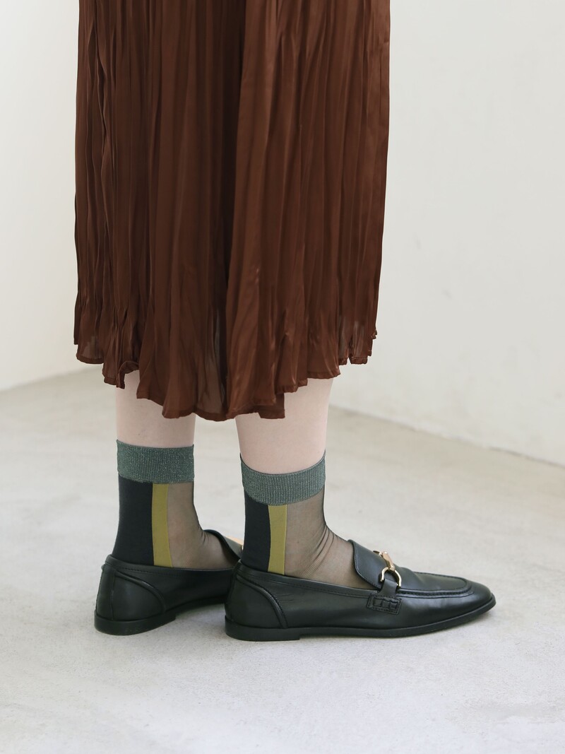 Wool/Sheer Panel Low Crew Socks