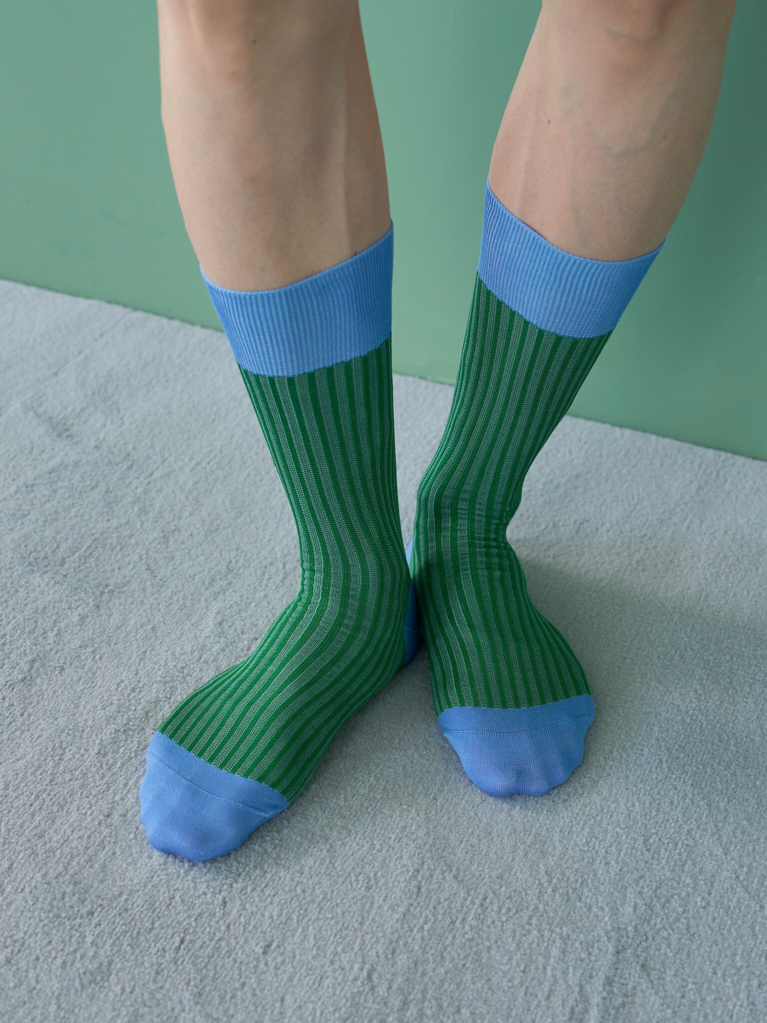 Jacquard Panel Stripe Mid-Calf Socks M - TABIO E-SHOP Paris