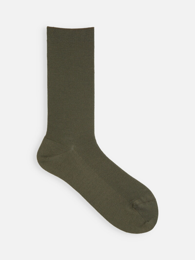 Luxuriöse gerippte Crew-Socken aus Merinowolle S