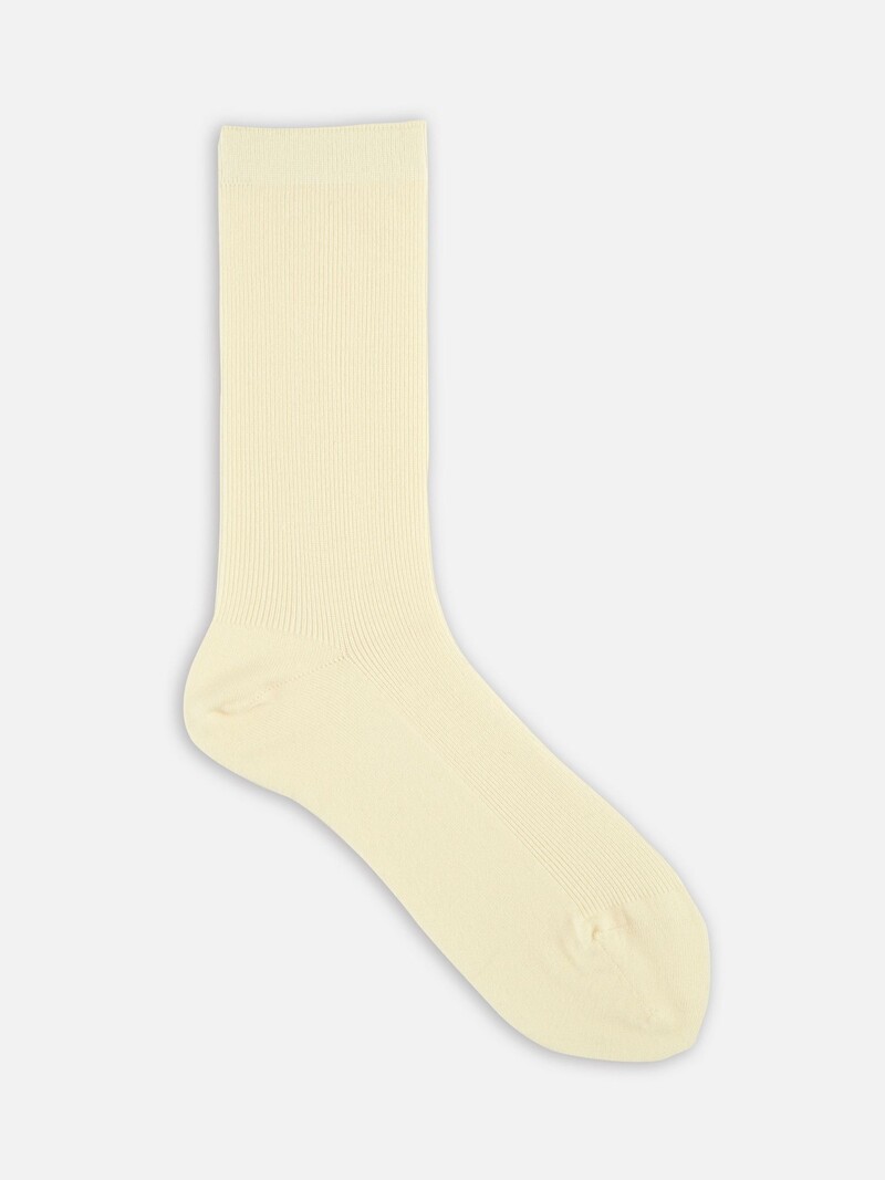 Luxuriöse gerippte Crew-Socken aus Merinowolle S
