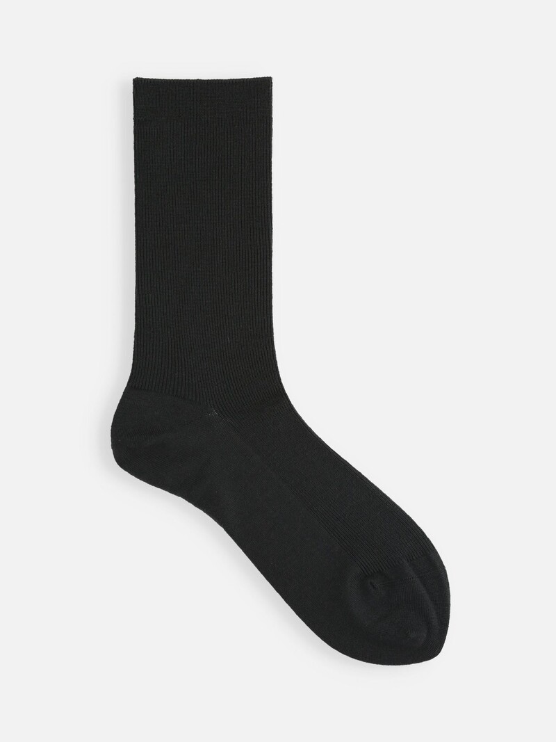 Luxe geribde sokken van merinowol met ronde hals