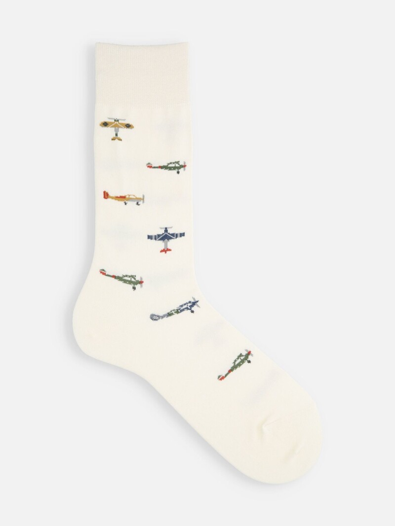 Airplane Pattern Crew Socks M