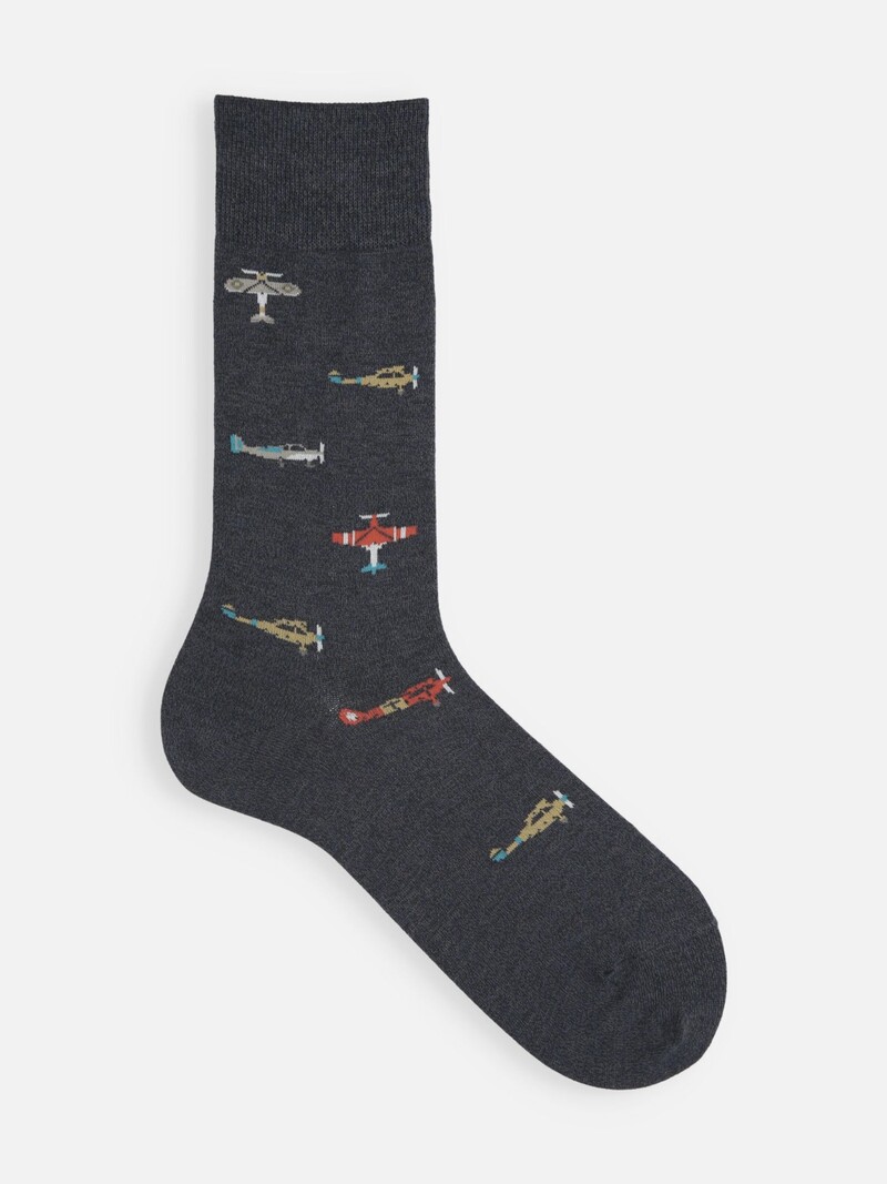 Airplane Pattern Crew Socks M