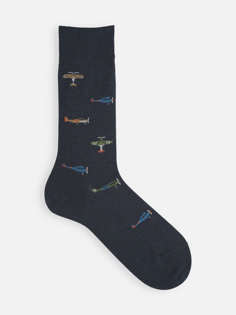 Airplane Pattern Crew Socks M