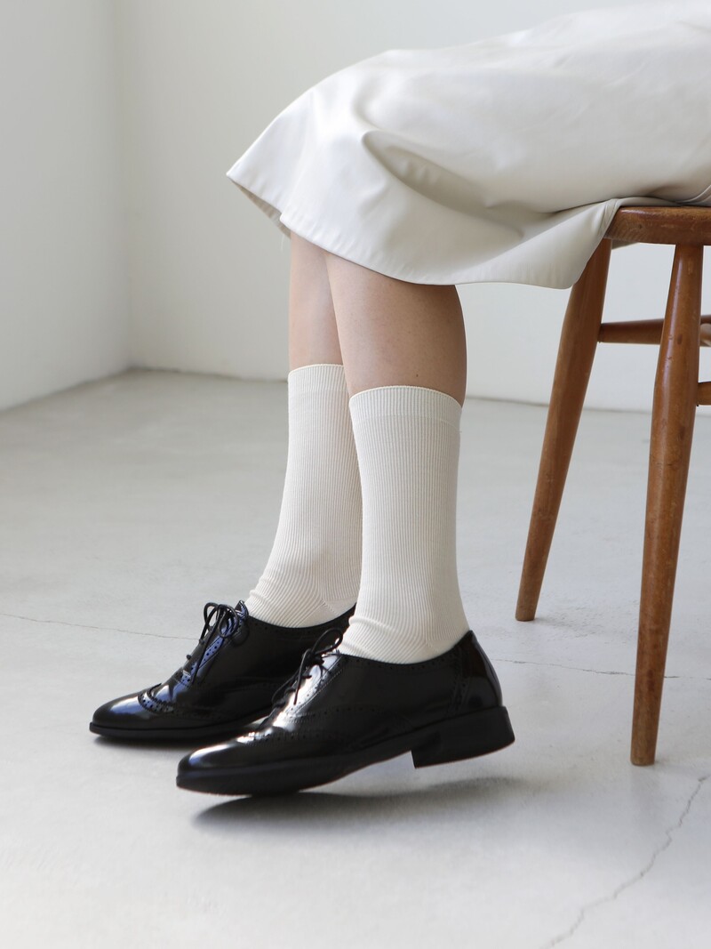 Luxuriöse gerippte Crew-Socken aus Merinowolle S